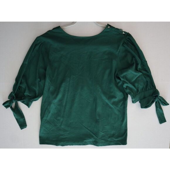 Tiny x Anthropologie Women's Sz M Emerald Green Ophelia Embroidered Top - Picture 6 of 9